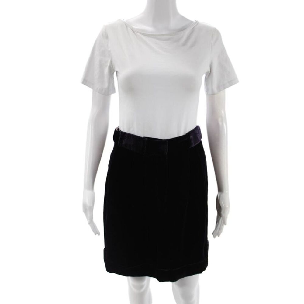 Paola Zuin Women Mini Tulip Skirt Black Viscose Cupro Blend Size 40